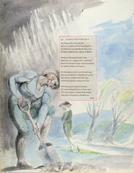 「郡教会の庭で書かれたエレジー」、「トーマス・グレイの詩」のデザイン110、1797年から1798年（紙にペンとインクが付いたトイレ）